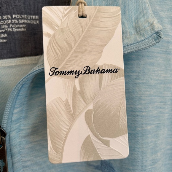 Tommy Bahama Men’s Long Sleeved Half  Zipped Blue Shirt Large - Picture 16 of 16
